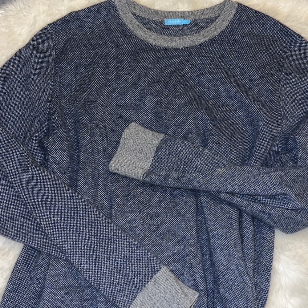 J. McLaughlin Blue and Gray Textured Sweater size large